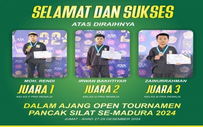 Siswa MTs As-Salafiyah Raih Prestasi Gemilang di Ajang Open Turnamen Pencak Silat se-Madura 2024