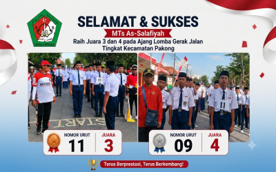 MTs As-Salafiyah Raih Juara 3 dan Juara 4 Lomba Gerak Jalan Tingkat Kecamatan Pakong  Pamekasan